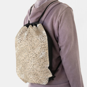 Cute brown Cheetah Leopard Skin Print Pattern Drawstring Bag