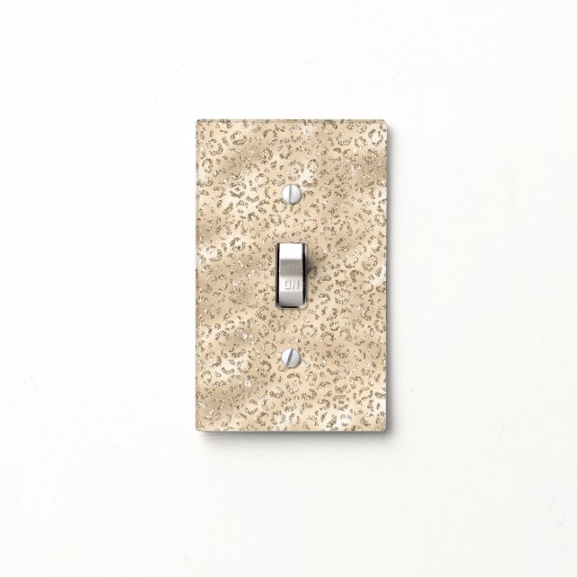 Cute brown Cheetah Leopard Skin Print Pattern Light Switch Cover (In Situ)