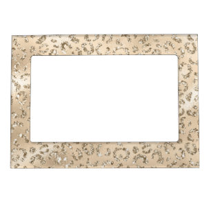 Cute brown Cheetah Leopard Skin Print Pattern Magnetic Frame