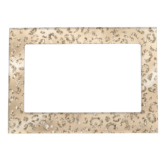 Cute brown Cheetah Leopard Skin Print Pattern Magnetic Frame (Front)