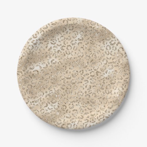 Cute brown Cheetah Leopard Skin Print Pattern Paper Plates