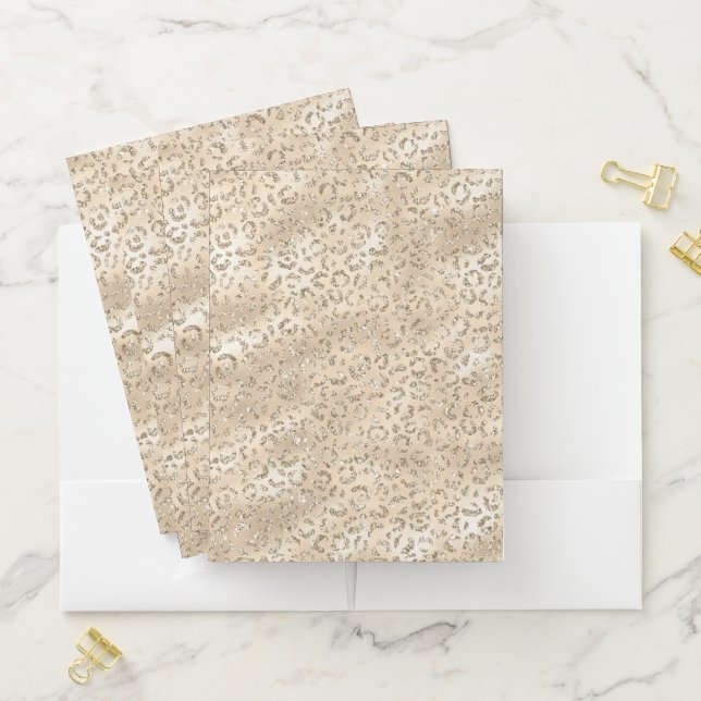 Cute brown Cheetah Leopard Skin Print Pattern Pocket Folder (In Situ)