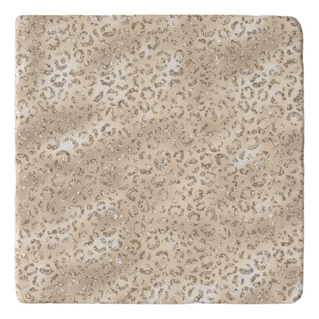 Cute brown Cheetah Leopard Skin Print Pattern Trivet (Front)
