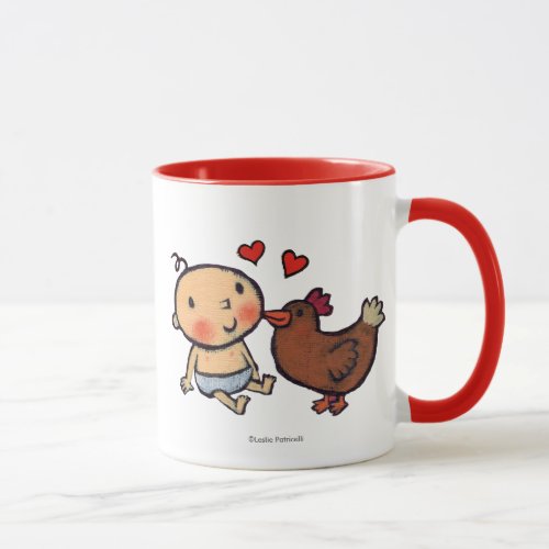 Cute Brown Chicken Peck on the Cheek for Baby Mug