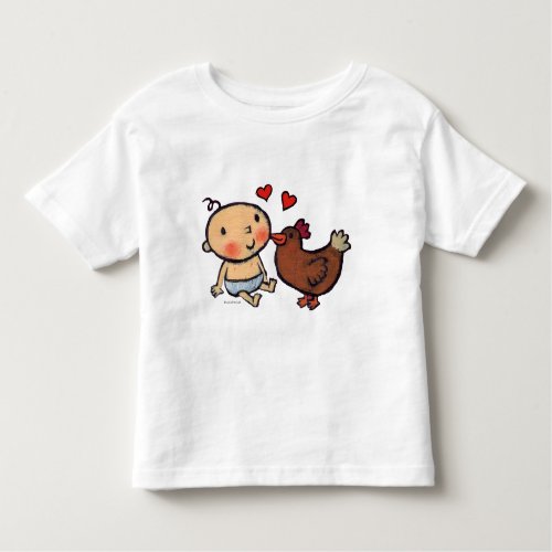 Cute Brown Chicken Peck on the Cheek for Baby Toddler T_shirt