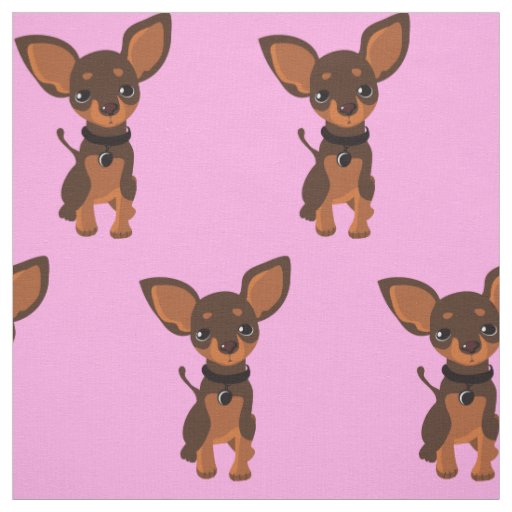Cute Brown Chihuahua Puppy Dog Fabric
