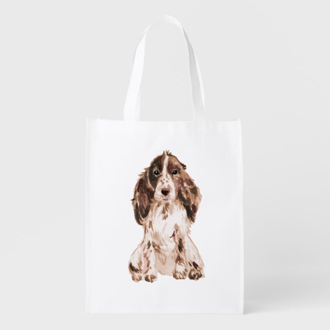 Cute Brown Cocker Spaniel illustration Grocery Bag (Front)
