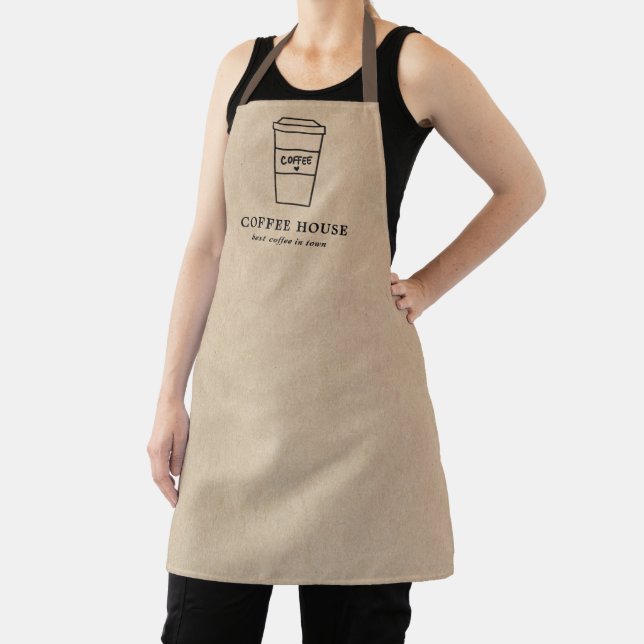 Cute Brown Coffee Cup Coffee Shop Apron (Insitu)