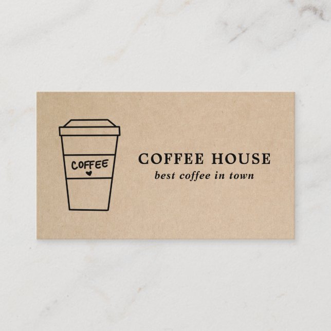 Cute Brown Coffee Cup Coffee Shop Business Card (Front)