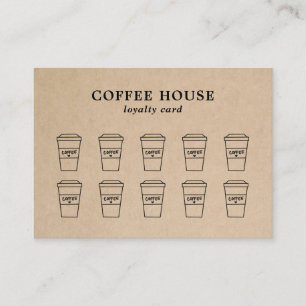 Cute Brown Coffee Cup Coffee Shop Loyalty Card
