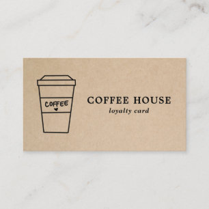 Cute Brown Coffee Cup Coffee Shop Loyalty Card