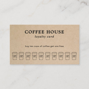 Cute Brown Coffee Cup Coffee Shop Loyalty Card