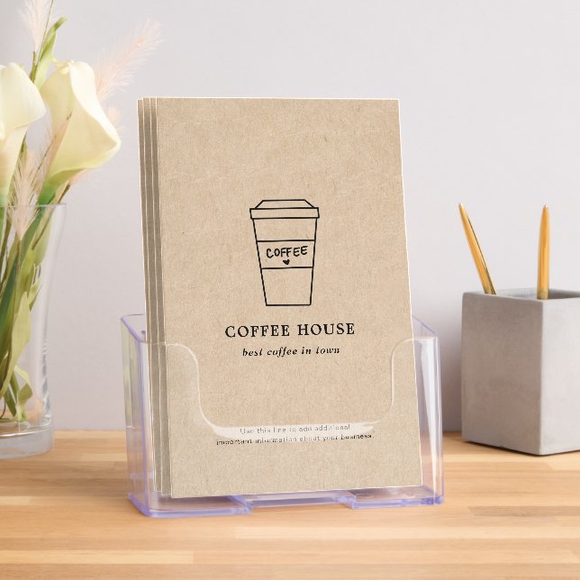 Cute Brown Coffee Cup Coffee Shop Menu Brochure (Insitu)