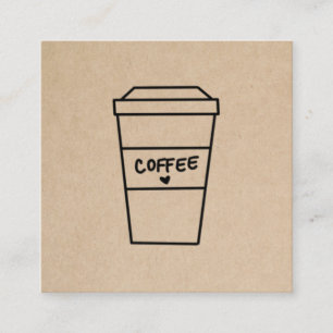 Cute Brown Coffee Cup Coffee Shop Square Business Card