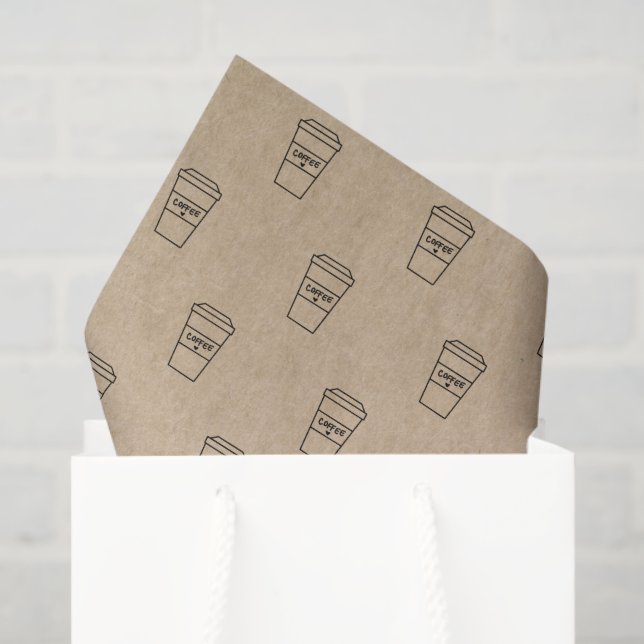 Cute Brown Coffee Cup Coffee Shop Tissue Paper (Gift Bag)