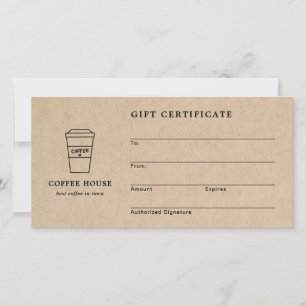 Cute Brown Coffee Shop Gift Certificate