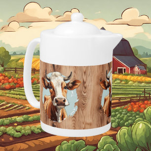 Cute brown cow lovers Country Teapot
