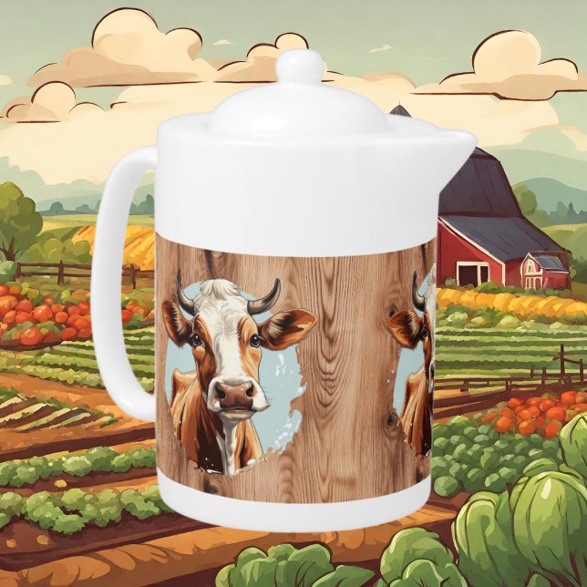 Cute brown cow lovers Country Teapot (Creator Uploaded)
