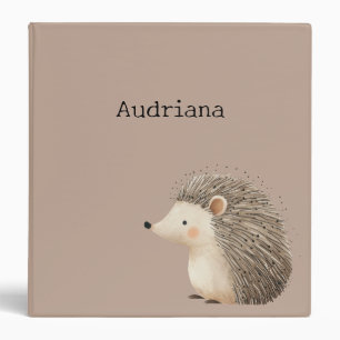 Cute Brown Cream Hedgehog 3 Ring Binder