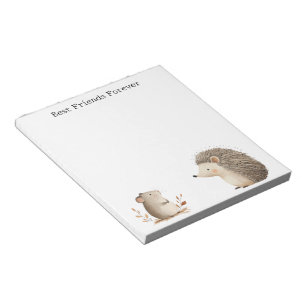 Cute Brown Cream Hedgehog Mouse Best Friends Notepad