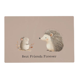 Cute Brown Cream Hedgehog Mouse Best Friends Placemat