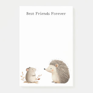 Cute Brown Cream Hedgehog Mouse Best Friends Post-it Notes