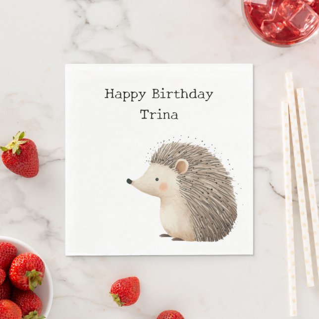 Cute Brown Cream Hedgehog Napkins (Insitu)