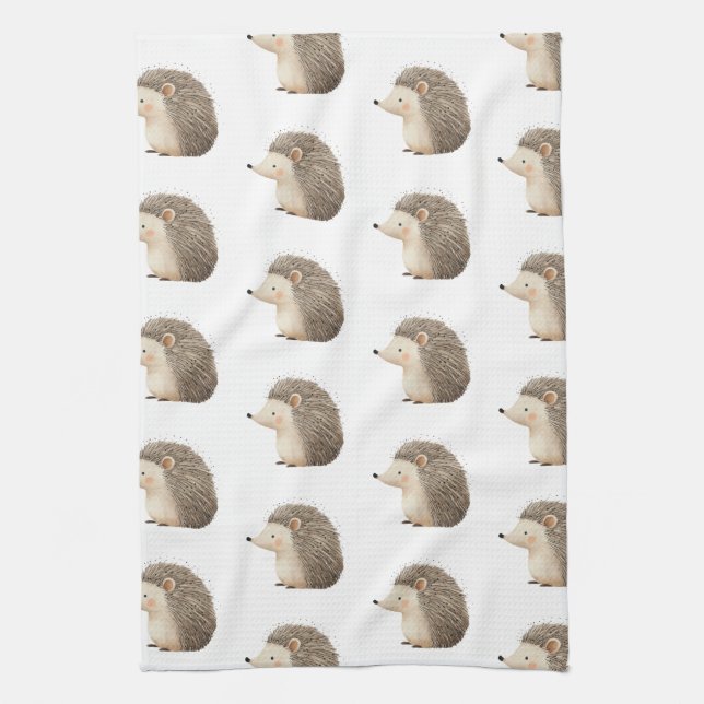 Cute Brown Cream Hedgehogs Kitchen Towel (Vertical)