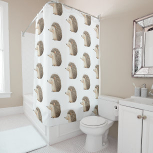 Cute Brown Cream Hedgehogs Shower Curtain