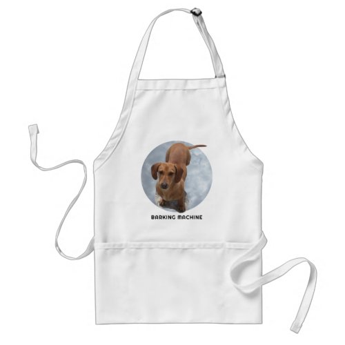 Cute Brown Dachshund Barking Machine Adult Apron