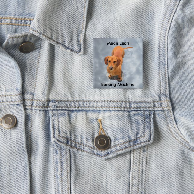 Cute Brown Dachshund Barking Machine Button (In Situ)