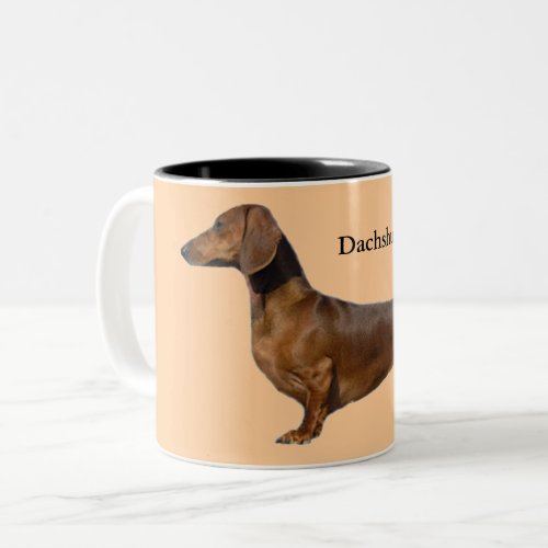 Cute Brown Dachshund Dog  Two_Tone Coffee Mug