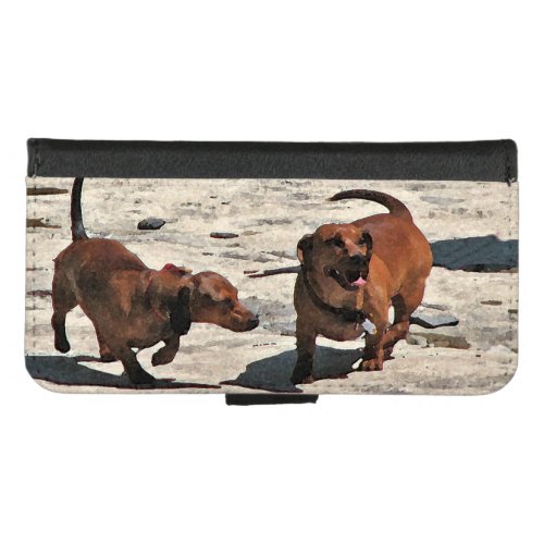 Cute Brown Dachshund Dogs iPhone 87 Wallet Case