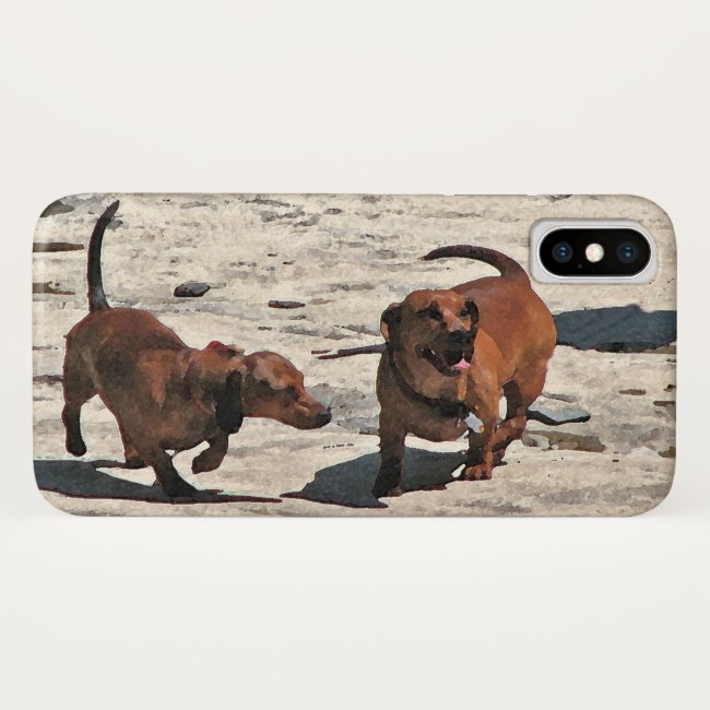 Cute Brown Dachshund Dogs iPhone X Case