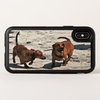 Cute Brown Dachshund Dogs OtterBox iPhone X Case