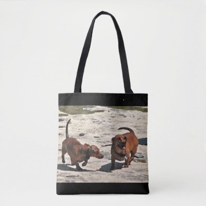 Cute Brown Dachshund Dogs Tote Bag