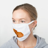 Cute Brown Dachshund Puppy Dog White Cotton Face Mask (Angled)