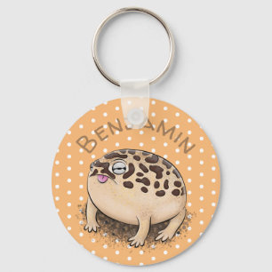 Cute brown desert rain frog cartoon illustration keychain