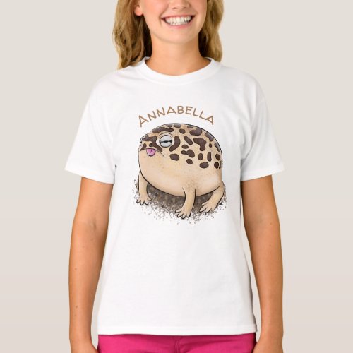 Cute brown desert rain frog cartoon illustration T_Shirt