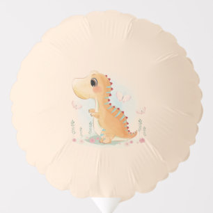 Cute Brown Dinosaur Watercolor Balloon