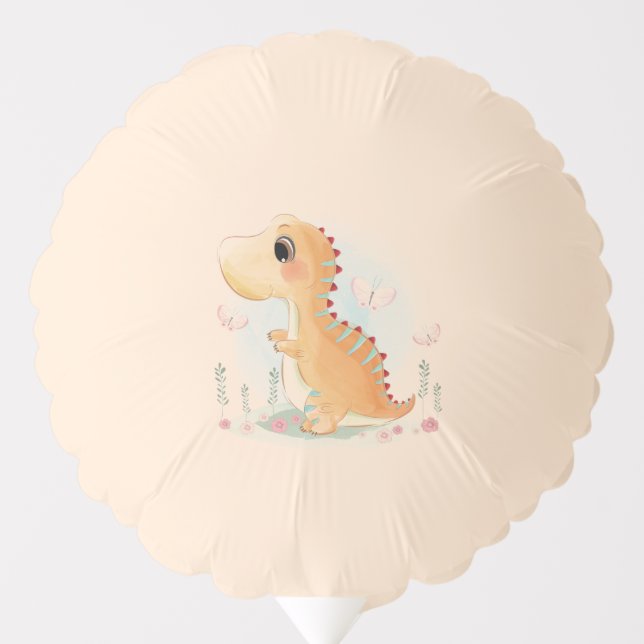 Cute Brown Dinosaur Watercolor Balloon (Front)