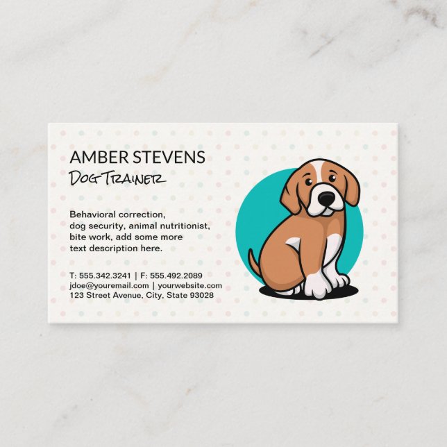 Cute Brown Dog Logo Business Card (Front)