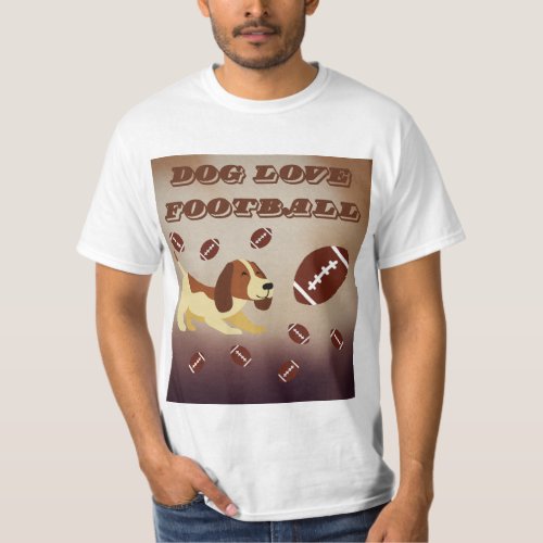 Cute Brown Dog Love Football Match Men T_Shirt