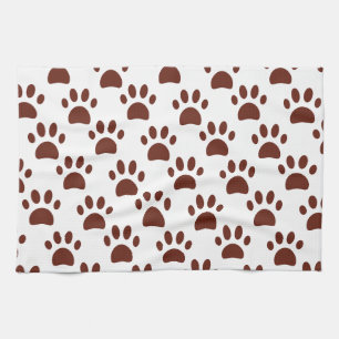 Cute Brown Dog Paw Print Pet Kitchen Towel