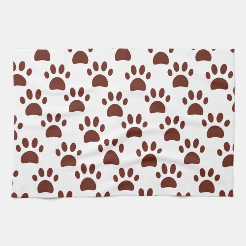 Cute Brown Dog Paw Print Pet Kitchen Towel