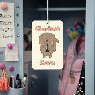 Cute Brown Dog Playing Clarinet Music Lover Air Freshener