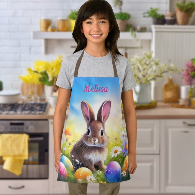 Cute Brown Easter Baby Bunny Kids'  Apron (Creator Uploaded)