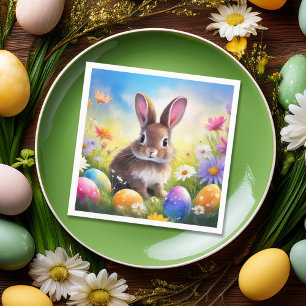 Cute Brown Easter Baby Bunny Napkins