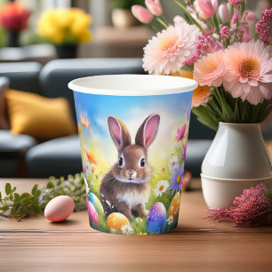 Cute Brown Easter Baby Bunny Paper Cups