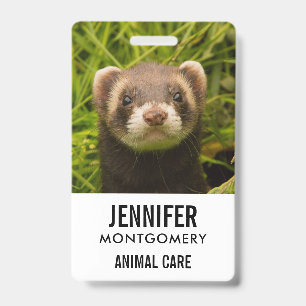 Cute Brown Ferret in the Grass Badge